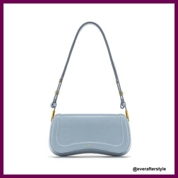 Vegan Leather Shoulder Bag Chic Minimal Adjustable Strap Gold Hardware